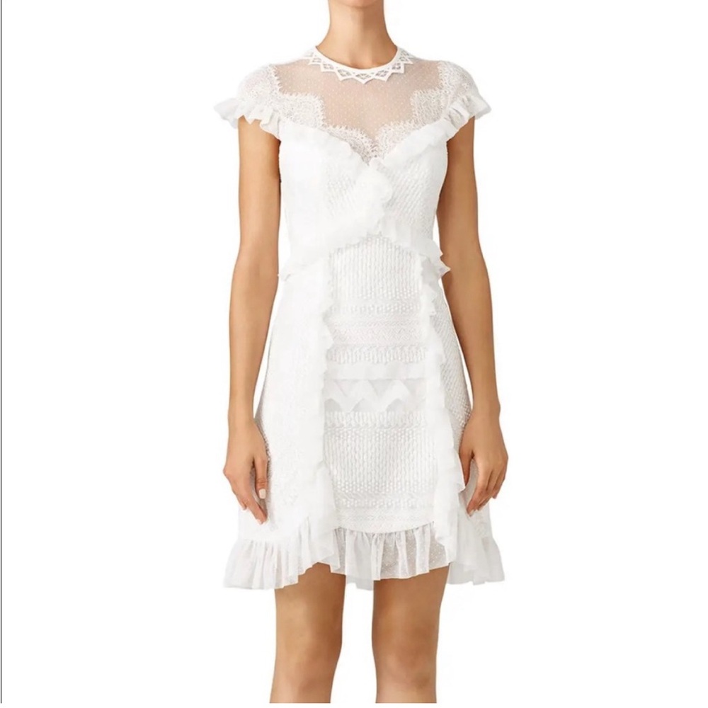 Three Floor White Lace Dress Size 0